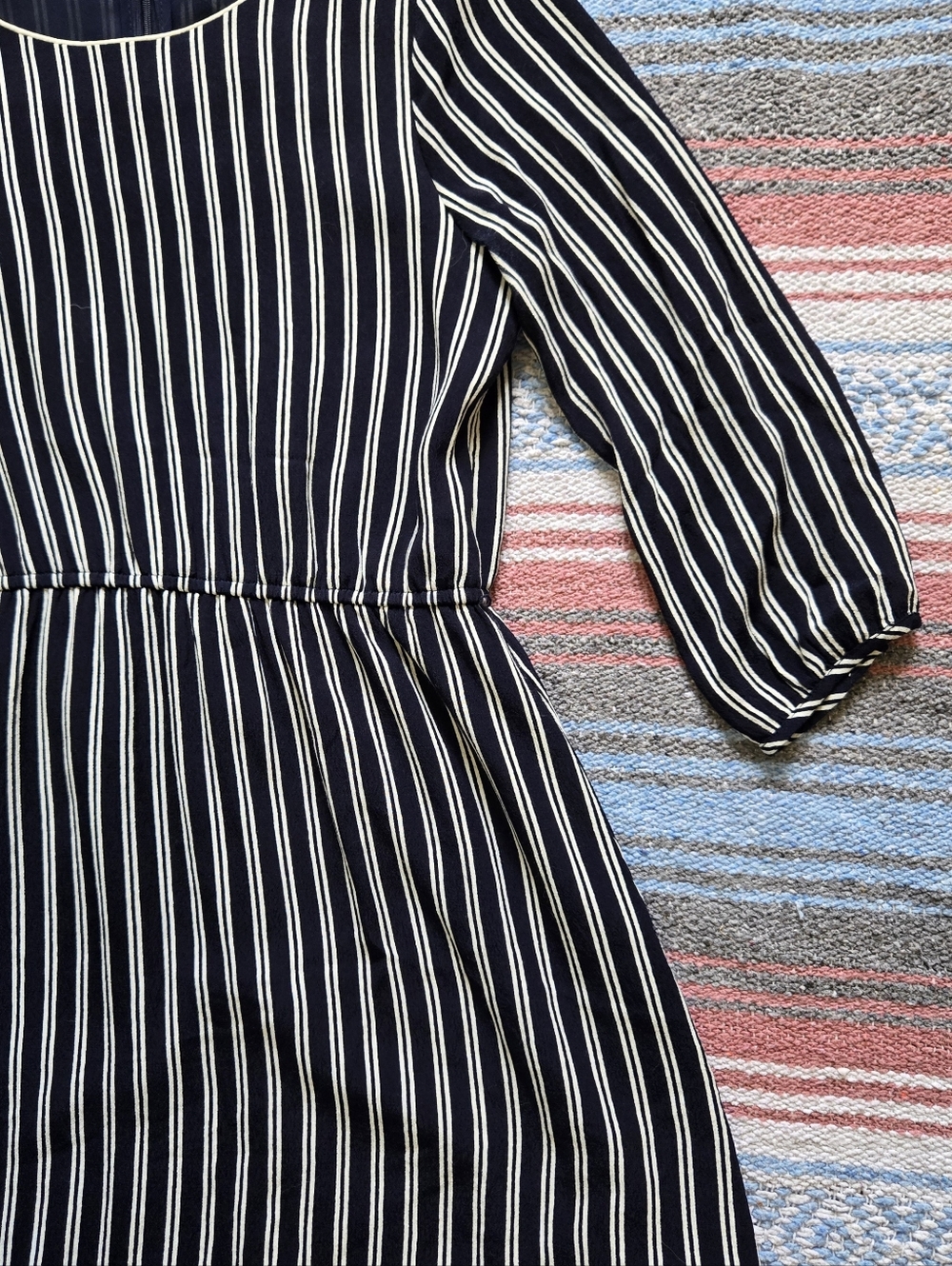 Forever 21 Black and White Vertical Stripe Long-Sleeve Dress - Picture 3 of 4